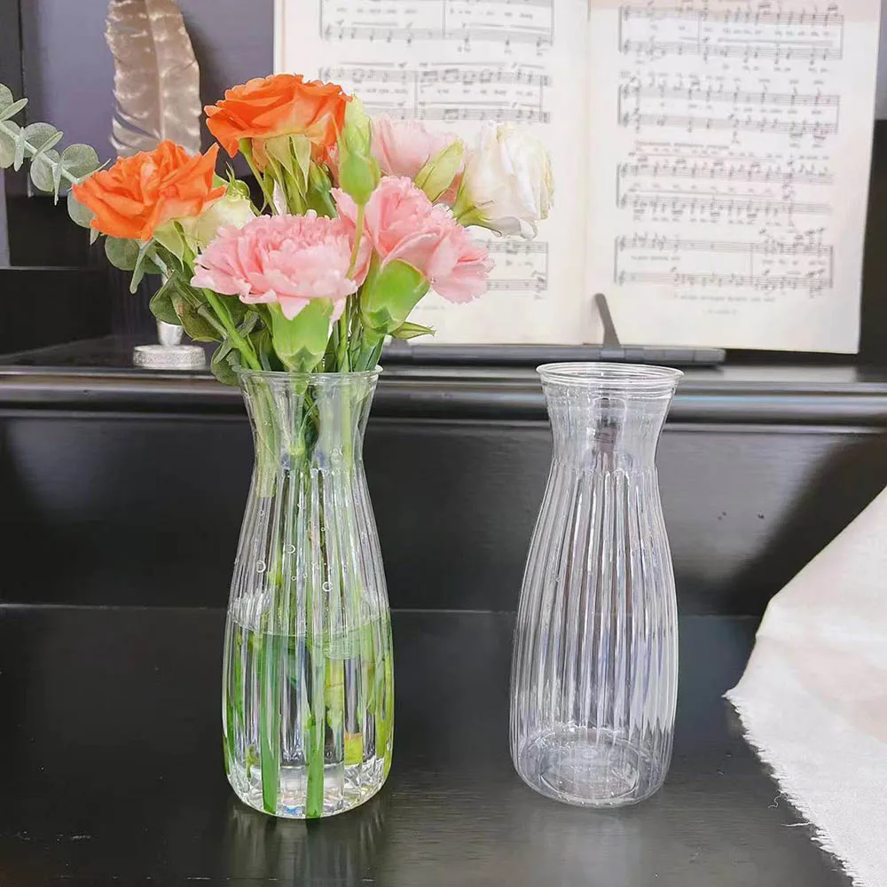 1Pcs Imitation Crystal Vase Transparent Creative Anti Drop Plastic Vase Durable Clear Flower Pot Modern Home Decoration Vases