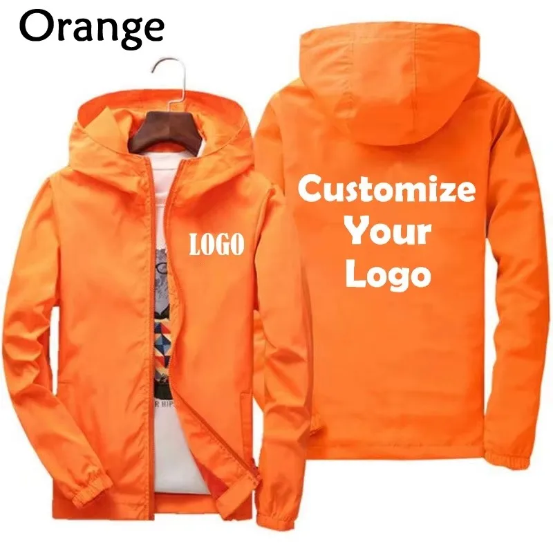 Customized Travel Team Zipper Jacket, Men's and Women's Hooded Unisex UV Resistant Waterproof Jacket, Outerwear, Spring, Summer,