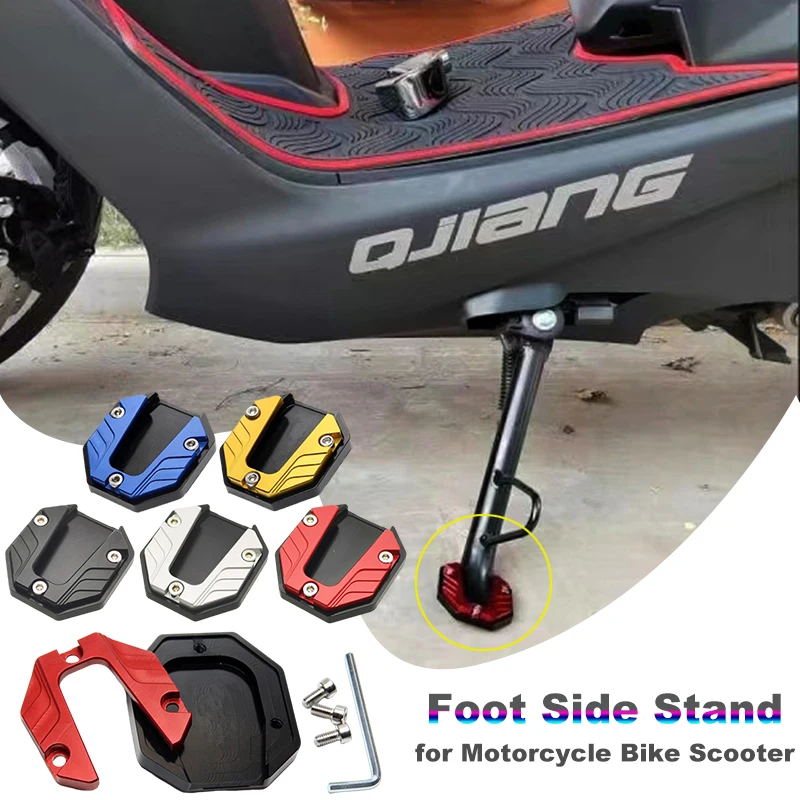 Motorcycle Bike Scooter Kickstand Extender Foot Side Stand Extension Foot Pad Support Plate Aluminum Alloy Motorbike Accessories