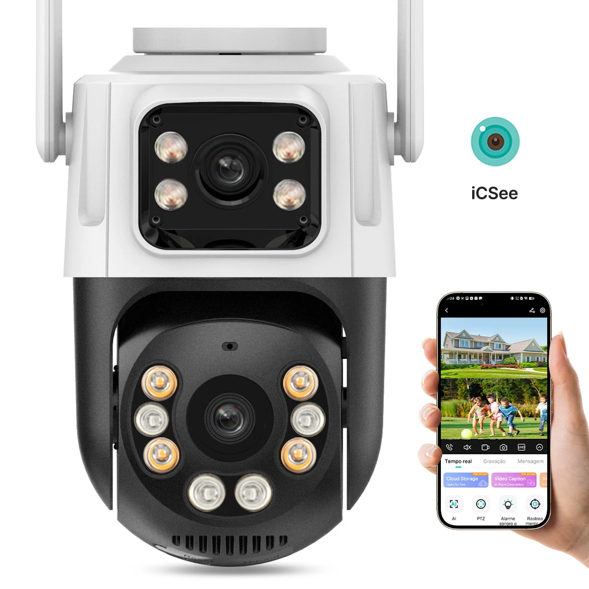 P2 PTZ IP Camera Outdoor WiFi Security Camera Automatic Tracking Wireless CCTV Camera with iCsee Dual Lens