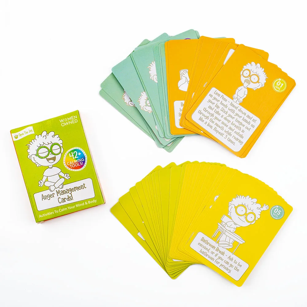 Open The Joy Anger Management Cards 42+ Calming Tools for Mind & Body Women Owned Activities to Manage Anger Board Playing Game