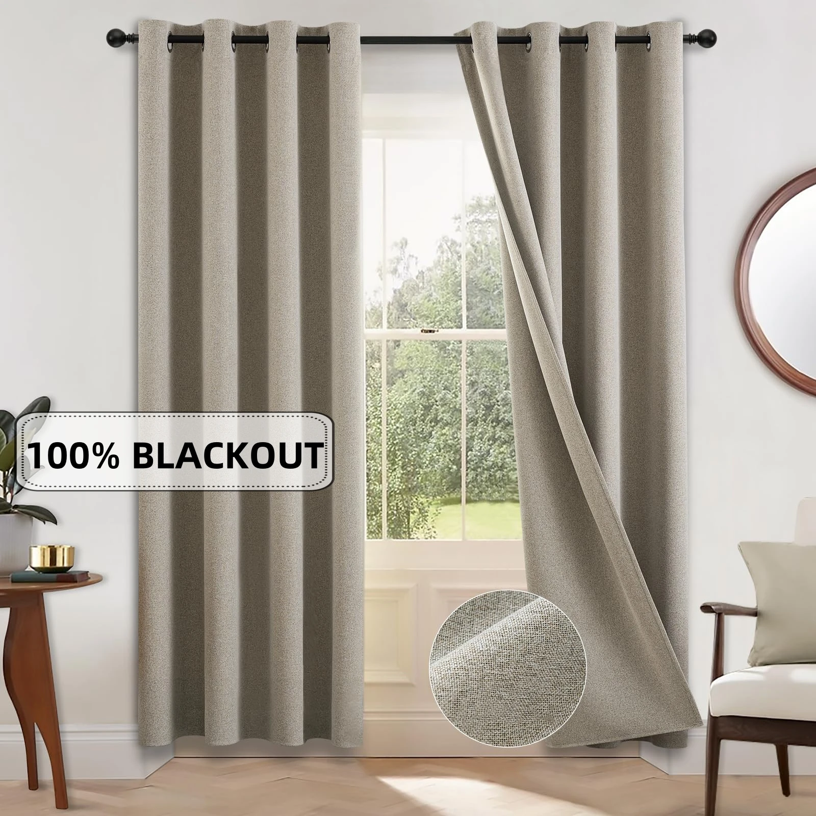 310cm Height Custom Made 100% Blackout Living Room Window Faux Linen Curtains Bedroom Curtains Drapes Solid Color Curtain