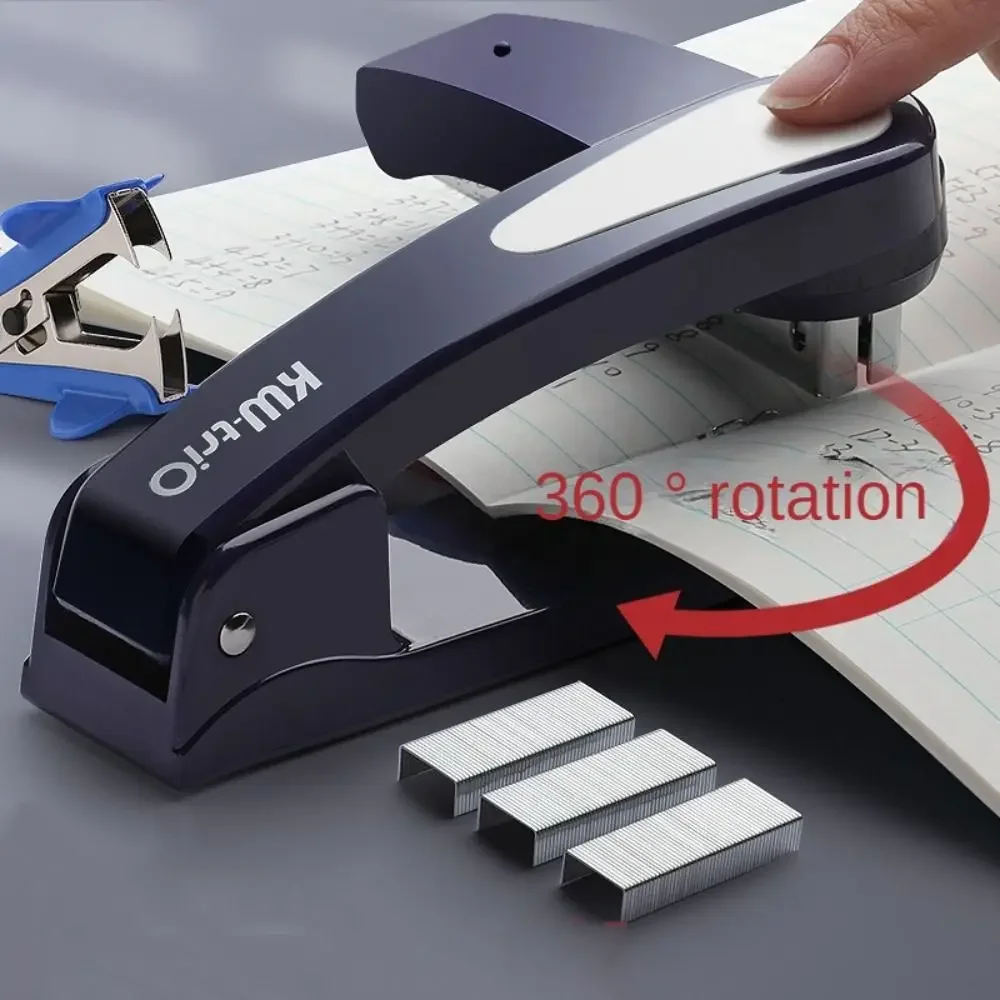 KW-TRIO 360 Degree Rotary Stapler Multifunctional Heavy Duty Stapler Thickened Effortless Long Stapler Office Binding Tools