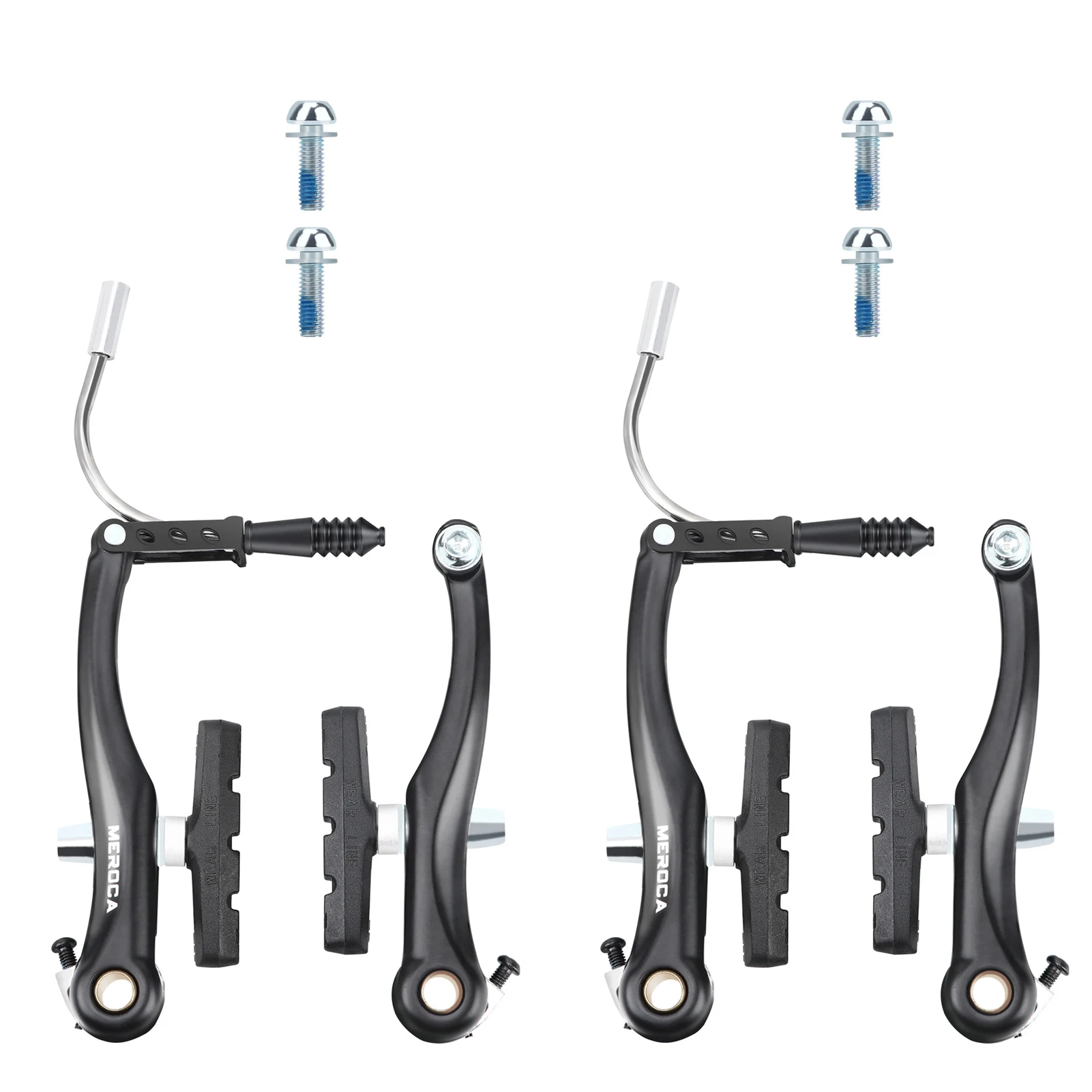 V Brake Set Bike Brakes High Clear V Brakes Mountain Bike Aluminium Alloy Brake Arms Stainless Steel Guides 110mm Length