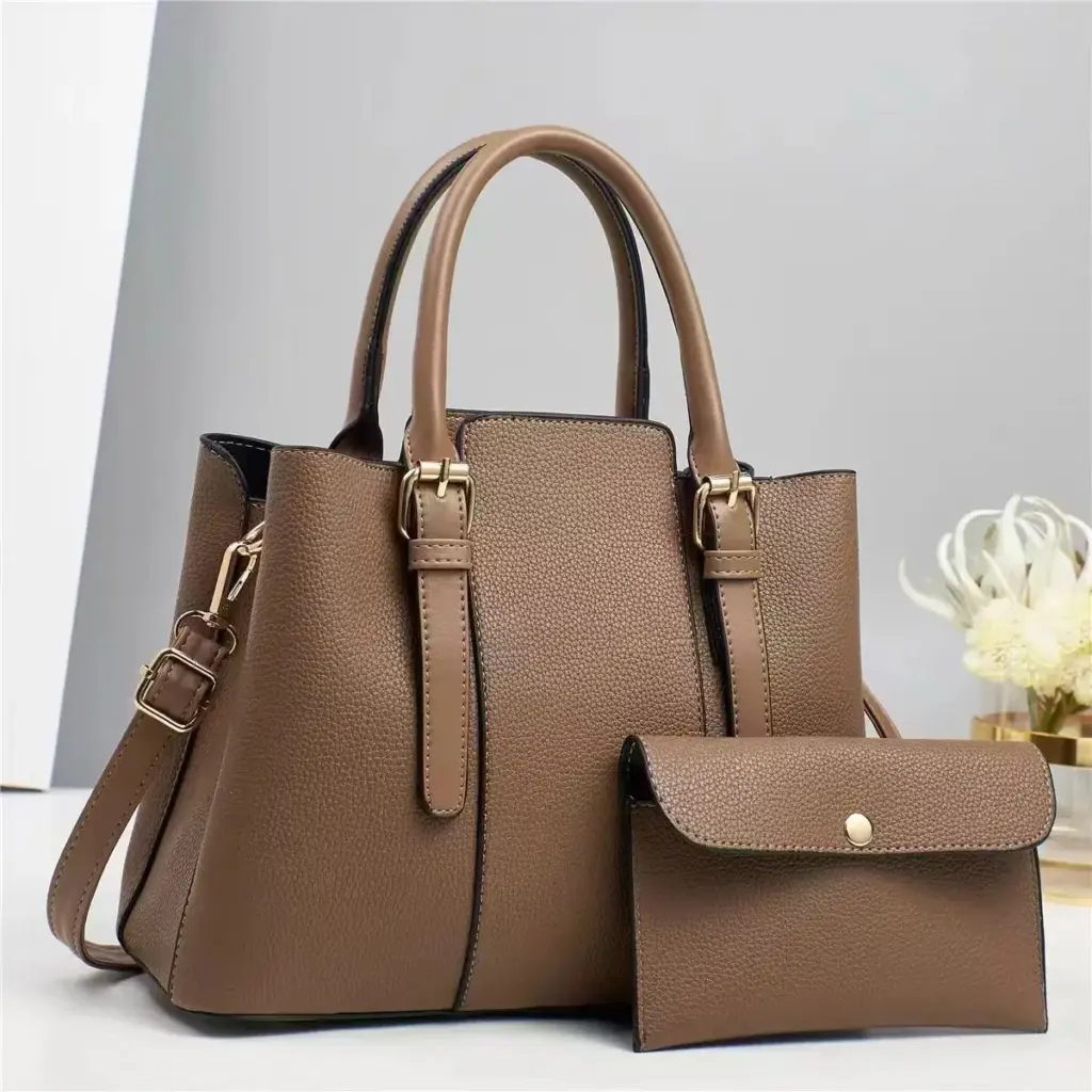 Ladies Fashion Splicing Handbag Soft Square Shape Single Shoulder Bag with Zipper Polyester Lining Crossbody Bag for Women