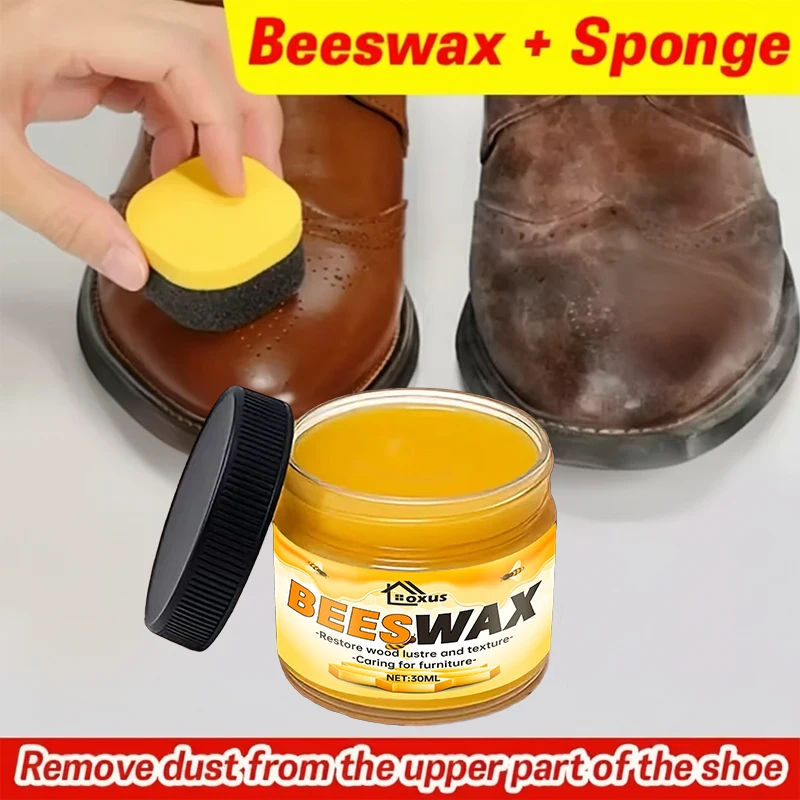 Shoe Care Kit - Suitable for Artificial Leather Surface Polishing and Maintenance, Premium Care Beeswax for Various Colors