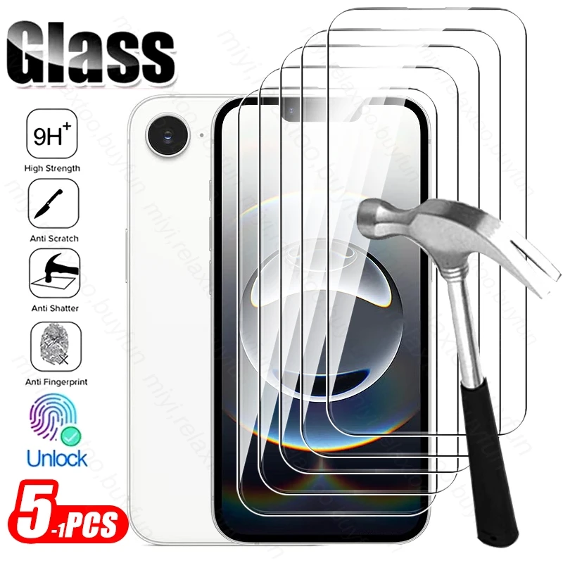 for iPhone 17e 16e Case 5-1Pcs 9H Clear Tempered Glass Cover for iPhone17e iPhone16e i Phone 16e 16 e e16 e17 Protective Glasses