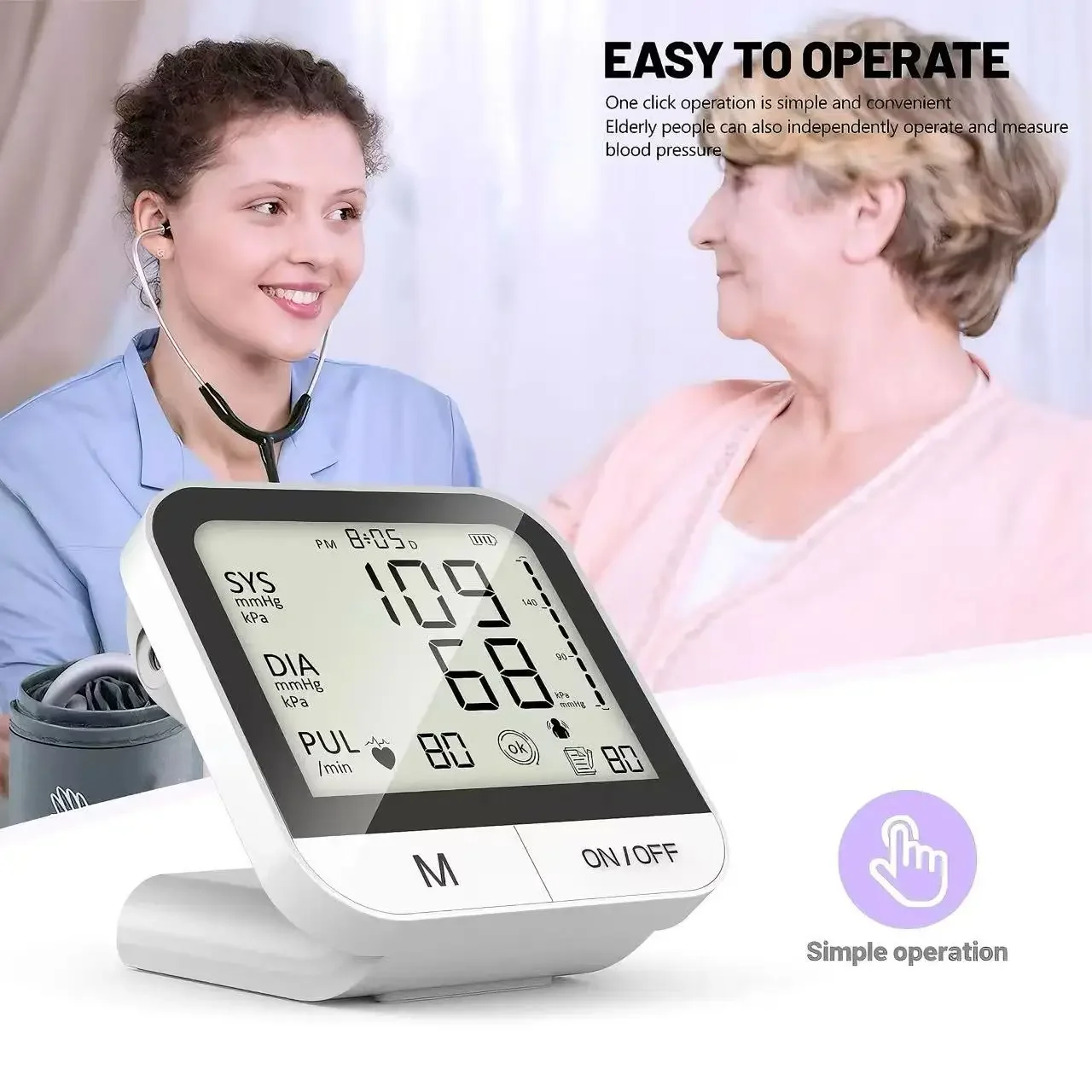IMDKUpper Arm Electronic Blood Pressure Monitor - Medical-Grade High Precision Fully Automatic for Home Hypertension Measurement