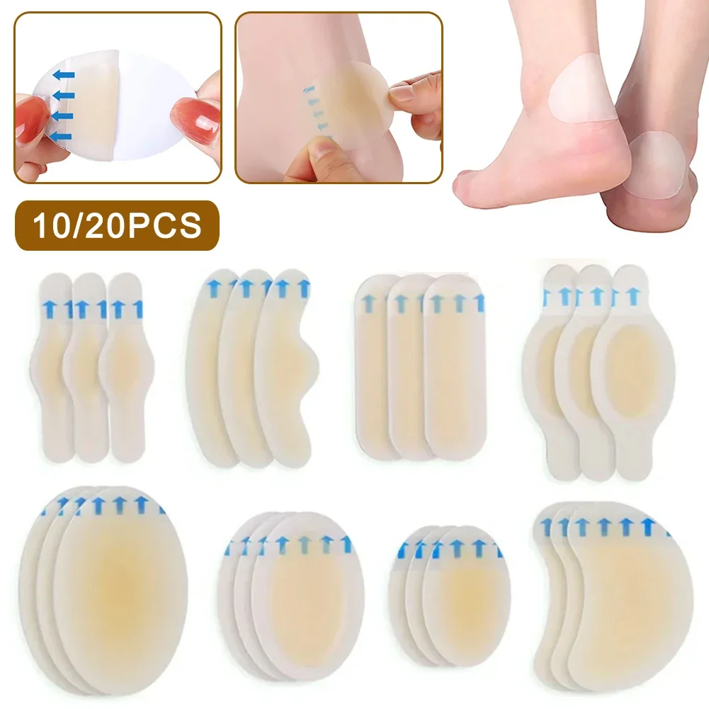 10/20Pcs Hydrocolloid Foot Patch Heel Stickers Anti-Wear Band-Aid Adhesive Pain Bandage First Aid Outdoor Camping Emergency Kits