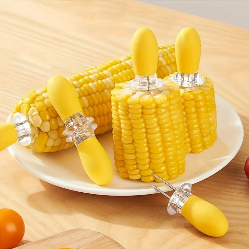 1Pair Corn Holder, Stainless Steel Corn Cob Holders Corn on The Cob Skewers, for Home Cooking BBQ Parties Camping