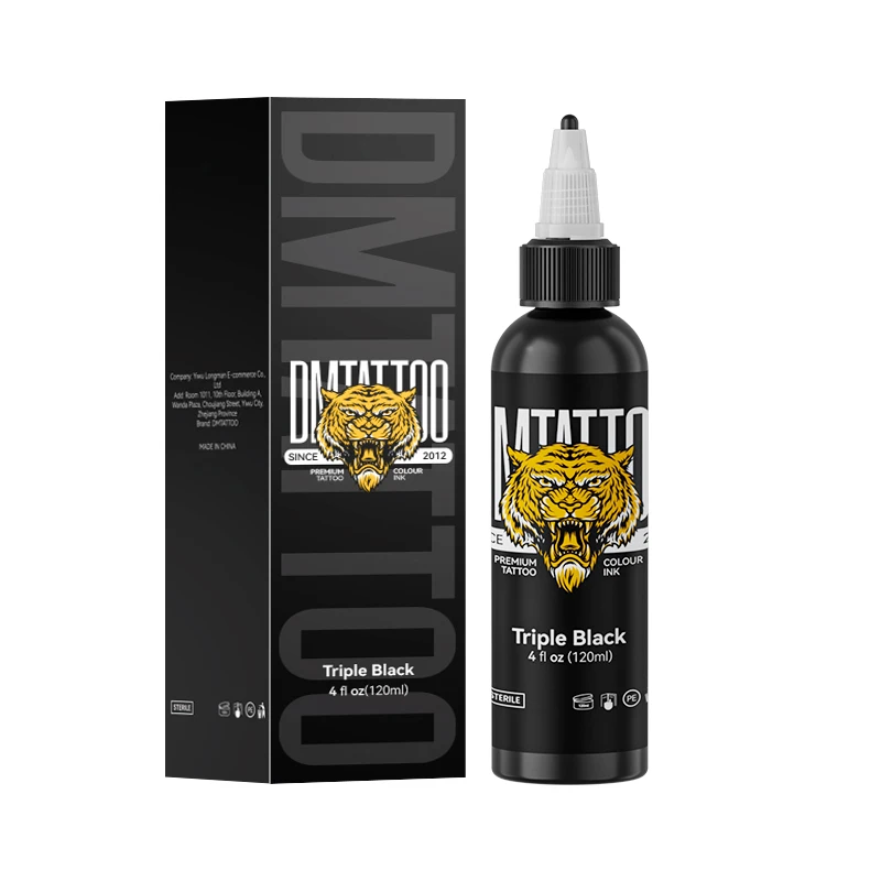 120ml Tattoo Ink Pigment True Black/Triple Black/Brite White Professional Beauty Paints Makeup Tattoo Supplies Semi-permanent