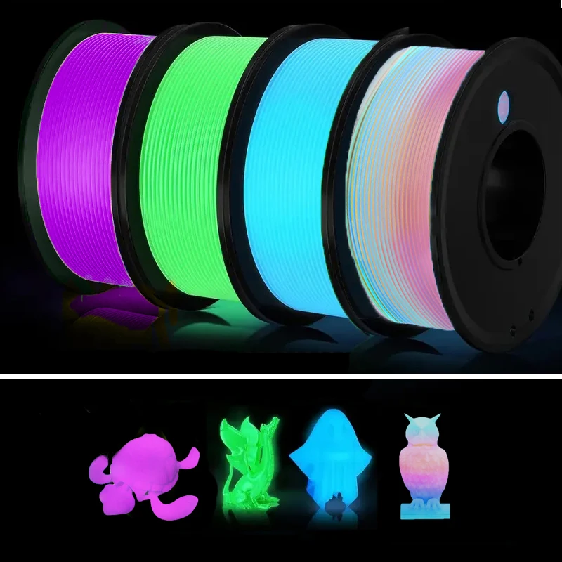 3D Printer Filament Bundle,Glow in The Dark Filament Multicolor, Green, Blue, Purple and Rainbow, PLA Filament 1.75 mm