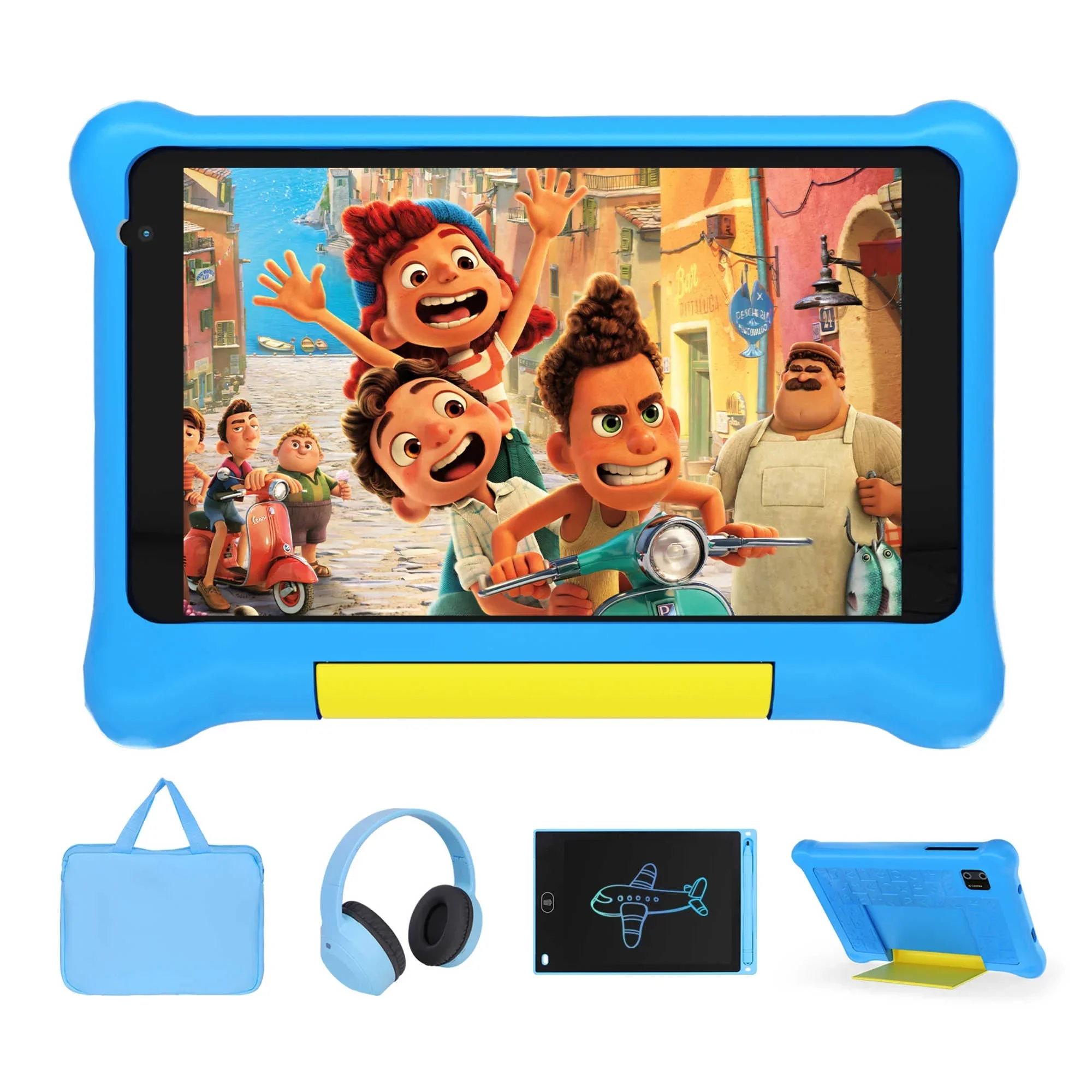 URAO 7 Inch Kids Learning Tablet Bundle Writing Board Drawing Tablet Headphones Stylus Bag Parental Controls Android13 5GB+32GB
