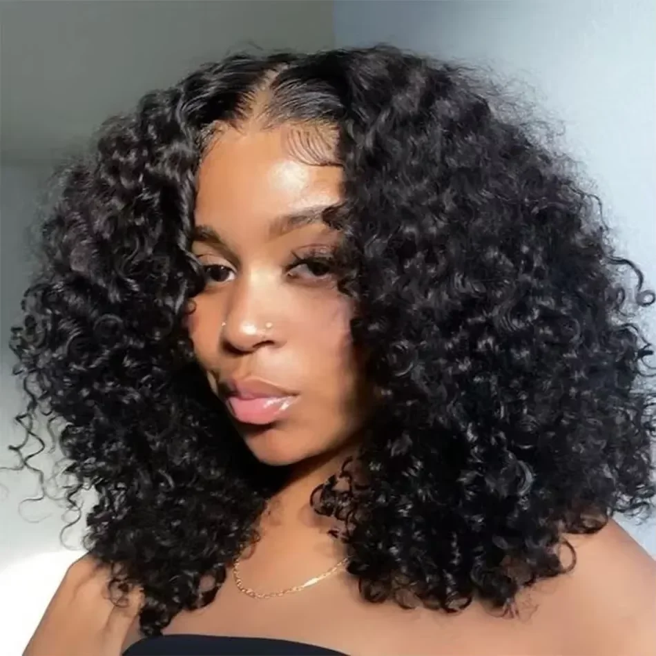 Brazilian Curly Short Bob 13x4 HD Lace Frontal Wigs 220% Deep Water Wave 4x4 Lace Front Wig 100% Human Hair For Women 14 16 Inch