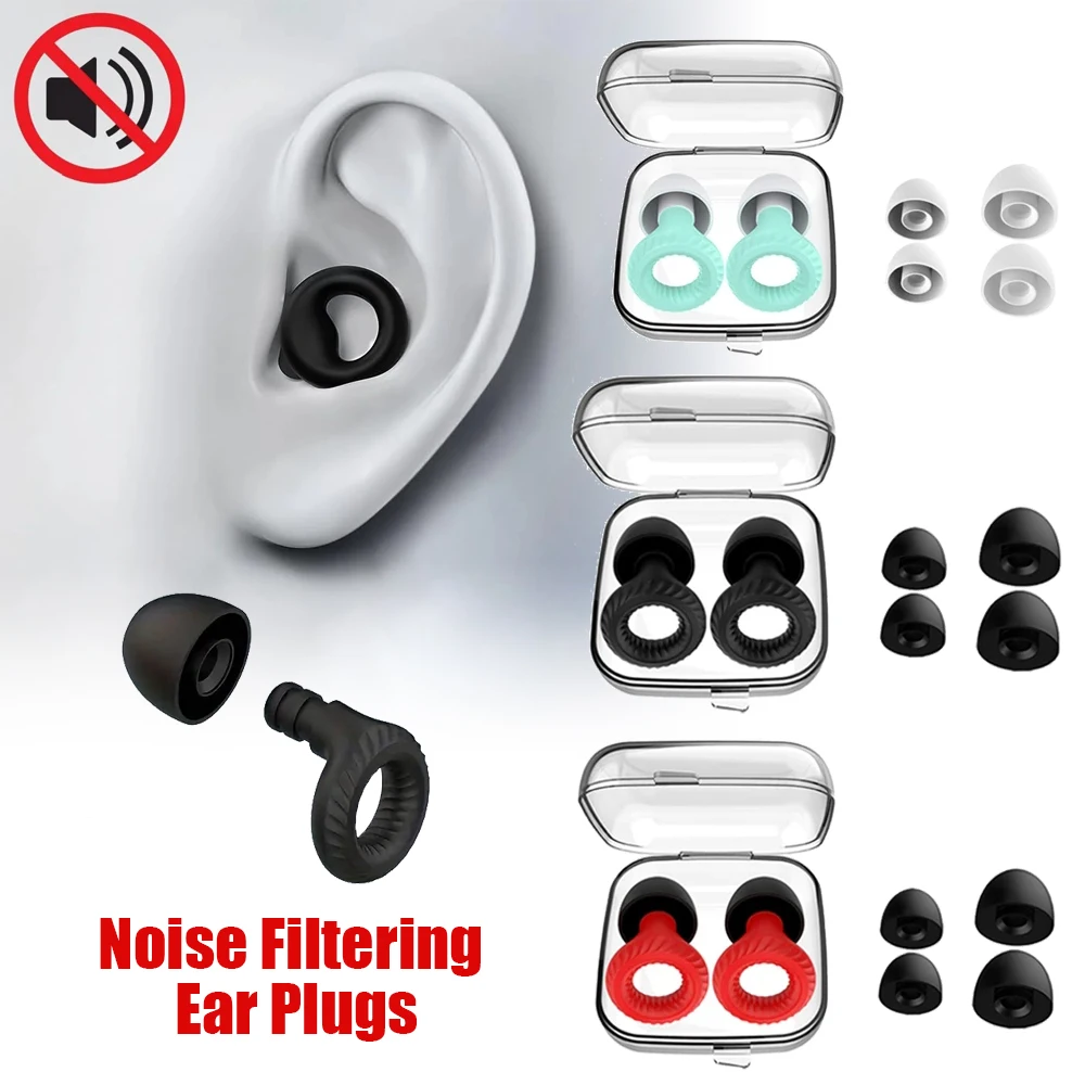 10/1Pair Quiet Ear Plugs for Noise Reduction Sleeping Silicone Ear Plugs for Swimming Motorbike Noise Filtering Ear Plugs