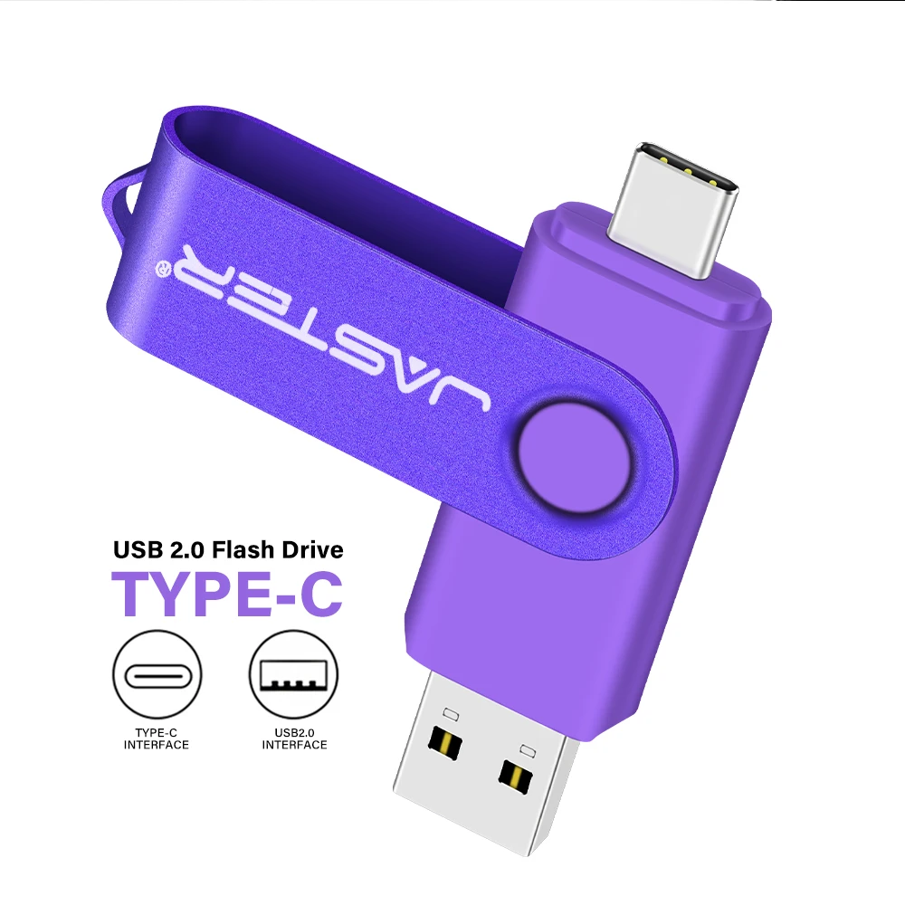 JASTER Type-C Purple Clip USB Flash Drive Data Storage Device Portable Memory Stick 4GB 8GB 16GB 32GB 64GB 128GB Pen Driver