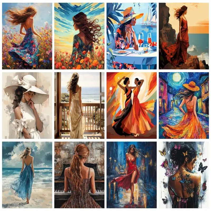 GATYZTORY Picture By Number Girl Kits Home Decor Painting By Numbers Figure Drawing On Canvas HandPainted Art DIY Gift