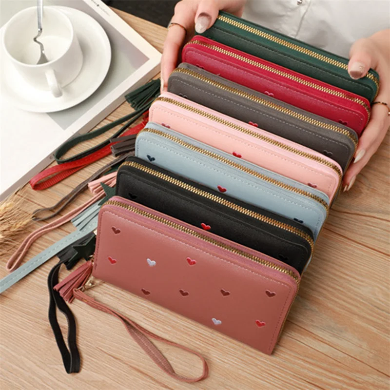 Women's Long Wallet Fashionable Soft Leather Bag with Multi Card Slots Large Capacity Zipper Handle Bags Zero Wallet Mobile Bags