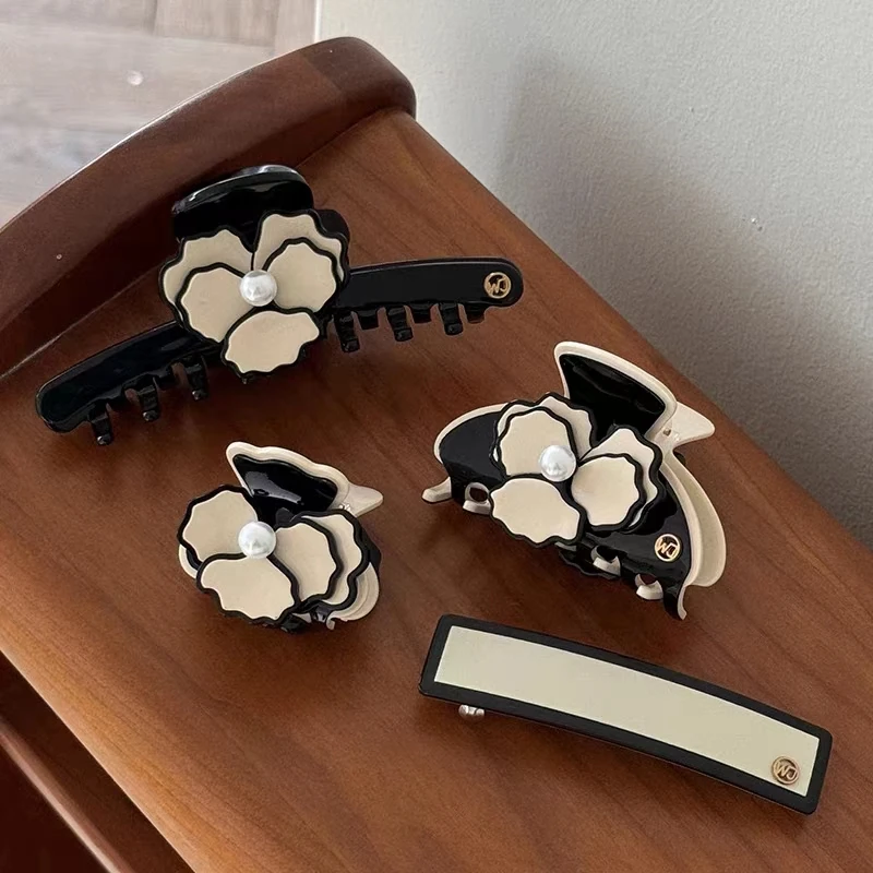 Acetate Hair Claw Clip Flower Camilla Shape Hair clips for Girls and Women Hair Accessories