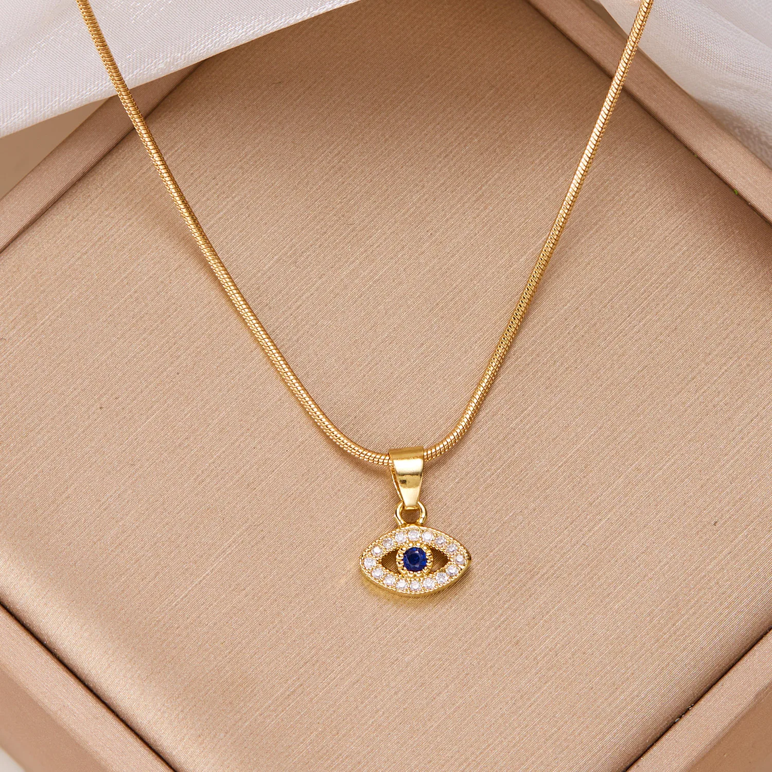 Fashion Zircon Evil Eye Necklaces for Women Chain Turkish Eye Pendant Necklace Girls Party Jewelry Lucky Gift
