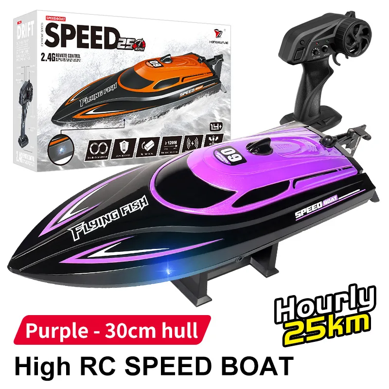 2.4GHz RC Speedboat Toys Children 25km/h Waterproof High Speed Electric Remote Control Racing Boat Model Boys Kids Birthday Gift