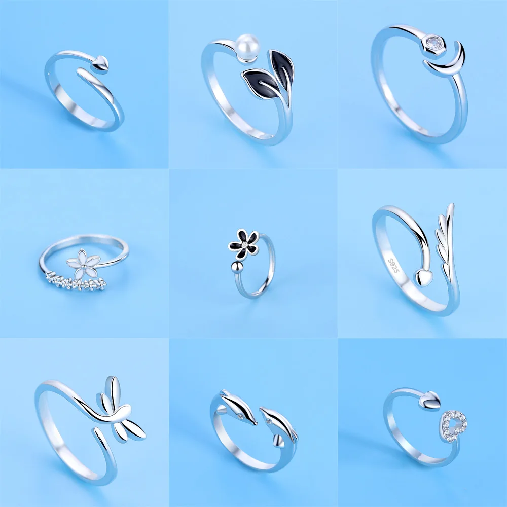 Hot 925 Sterling Silver Ring AAA Zircon Adjustable Simplicity Fashion Exquisite Women Jewelry Accessories Wedding Party Gift