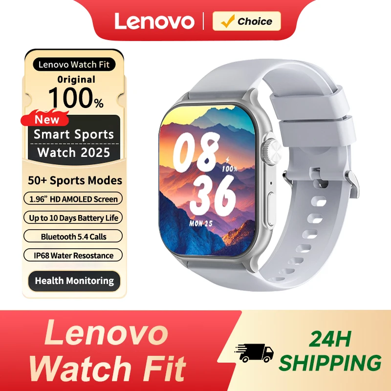 Lenovo New Smart Watch For Android Bluetooth Call Waterproof IP68 100+ Sports Mode Monitoring Heart Rate Tracking Smart Watch