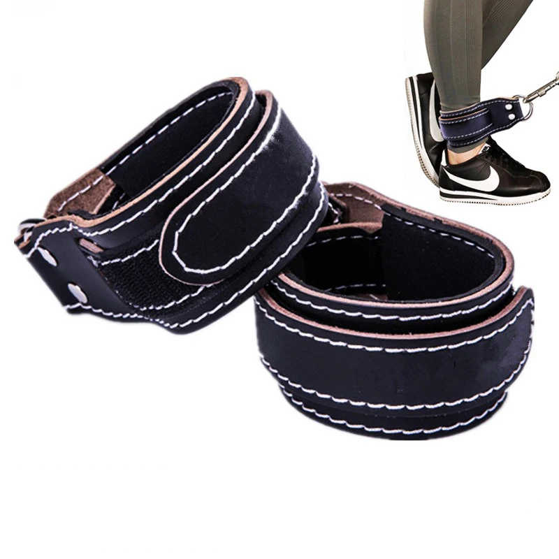 Cowhide Fitness Ankle Straps Adjustable D-Ring Foot Care Support Cuffs Gym Leg Strength Workouts Pulley Buckle Sports Feet Guard