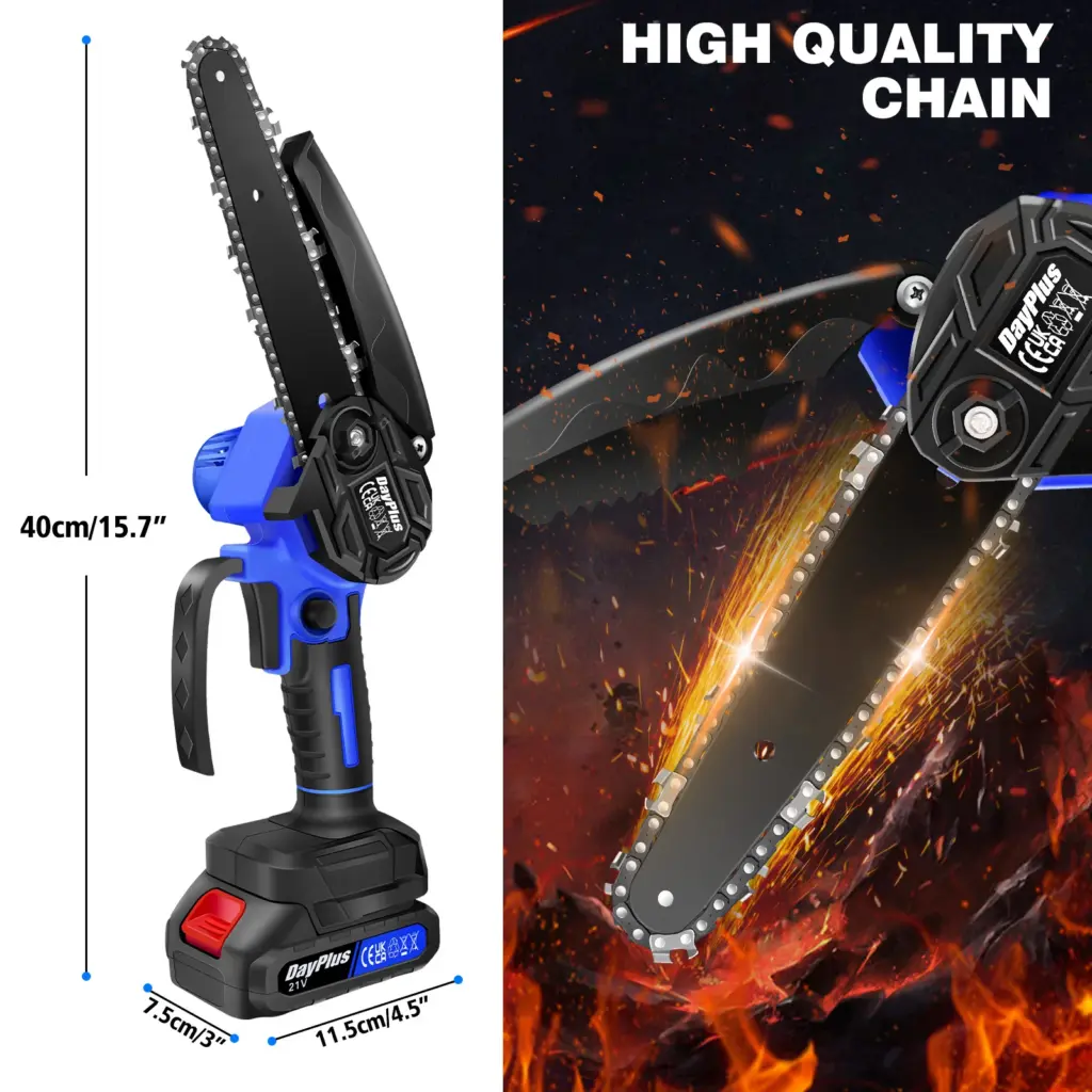 21V 6 Inch Mini Cordless Chainsaw Electric One-Hand Saw Wood Cutter for Wood Cutting Tree Trimming (1 Battery and Charger)