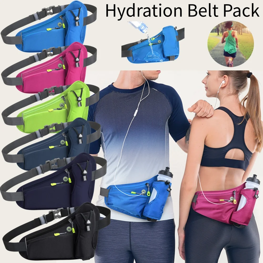 Running Waist Bags Water Bottle Holder Hydration Belt Bag Cell Phone Jogging Cycling Bag For Men Women Sports Fanny Pack Gym Run