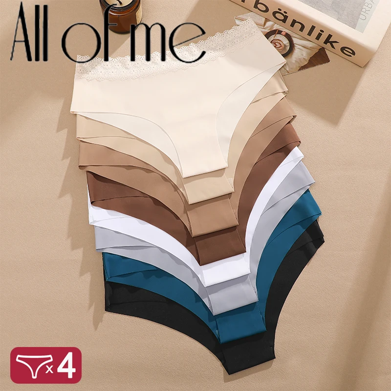 4Pcs/Set Sexy Hollow Lace Panties Girl Underwears Ladies Briefs Plus Size Panty Seamless Soft Female Panties Low Waist Lingeries