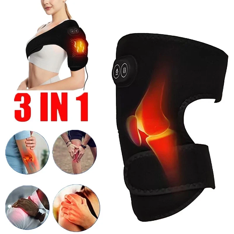 Thermal Shoulder Massager 3 in 1 for Knee Shoulder Elbow USB Heated Brace Support Brace Belt Knee Pad Blood Circulation