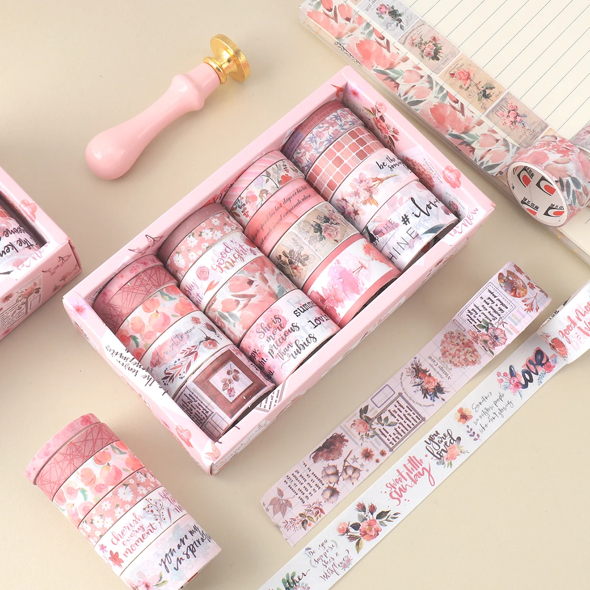 Vintage Floral Washi Tape Set,20 Rolls Decorative Masking Tape for Scrapbooking,DIY Crafts,Aesthetic Stationery Gift Box