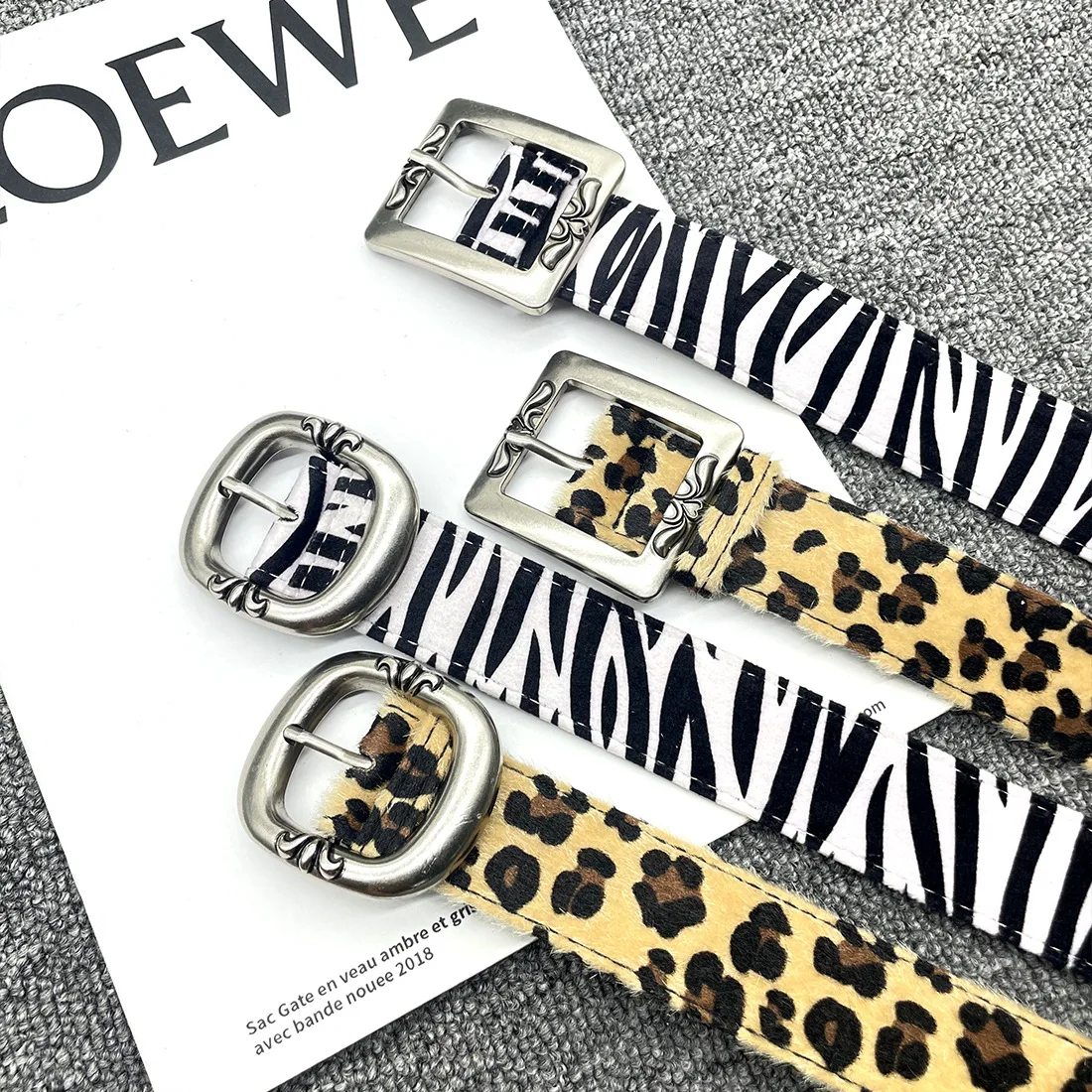 2026 New Luxury Brand Leopard Snake Zebra Pattern Snakeskin Cos Skin Cricle Pin Golden Buckle Y2k Belts for Dress Jeans Suits