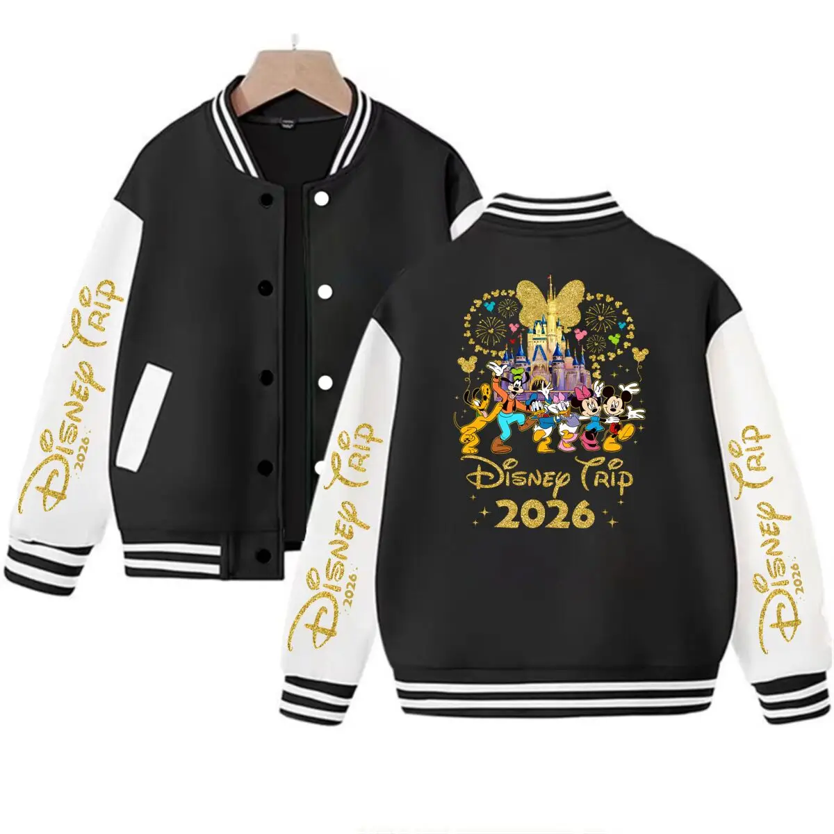 Vintage Disney Trip 2026 Printed Family Matching Jackets Women Men Fashion Casual Clothing Cartoon Mickey Mouse Minnie Uniform
