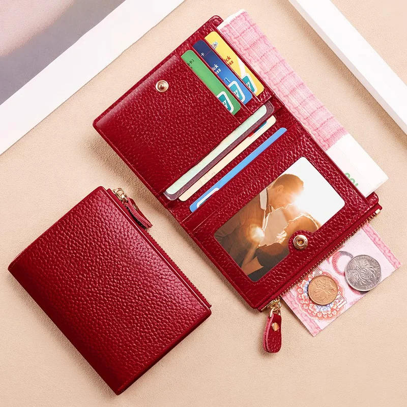 WERLLANDS PU Leather Pebbled Zip Short Multi-Card Wallet
