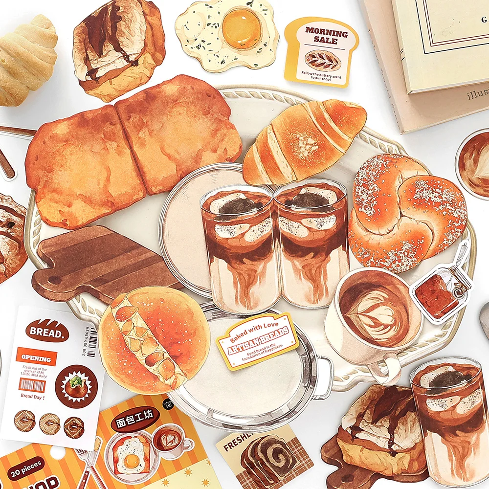 20pcs Fresh Store 5.0 Series Kawaii Japanese Food Stickers Material Pack Handmade DIY Scrapbooking Material Stationery Stickers