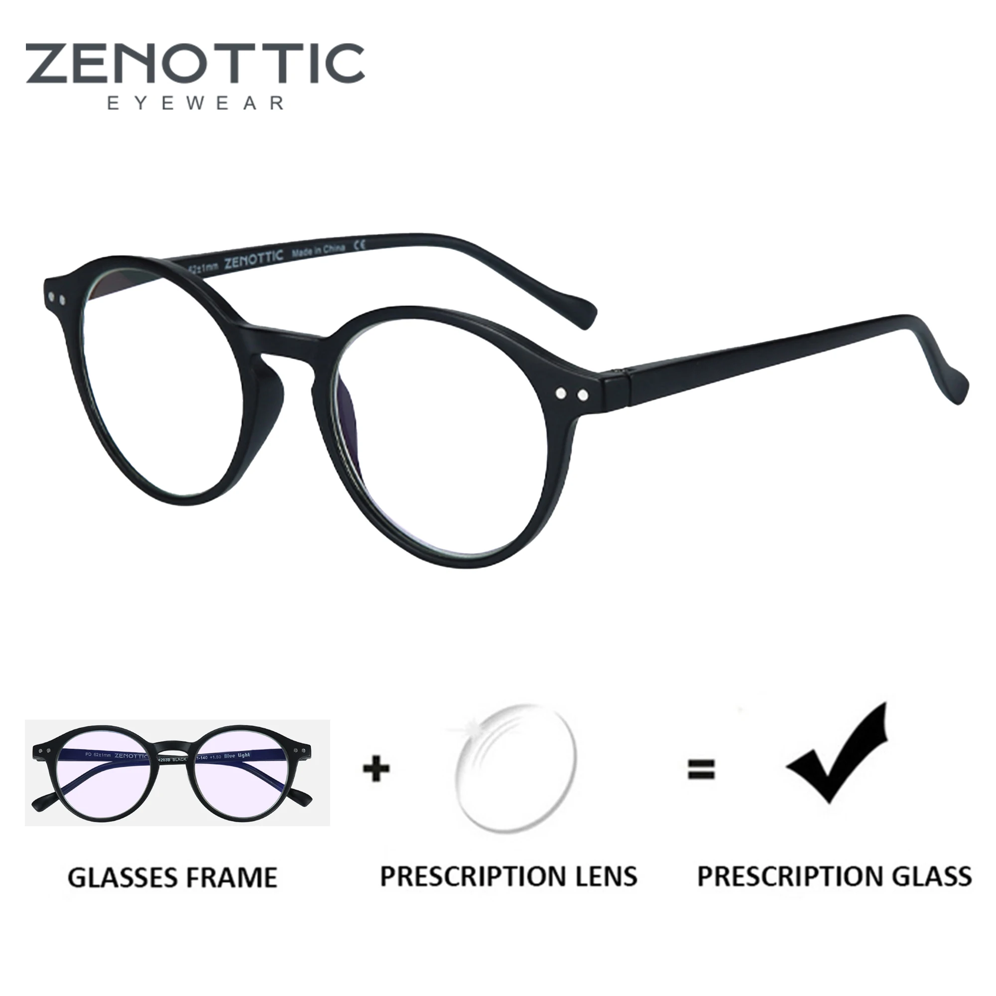 ZENOTTIC Retro Small Round Prescription Glasses Circular Progressive Eyewear Photochromic Optical Eyeglasses for Women Men