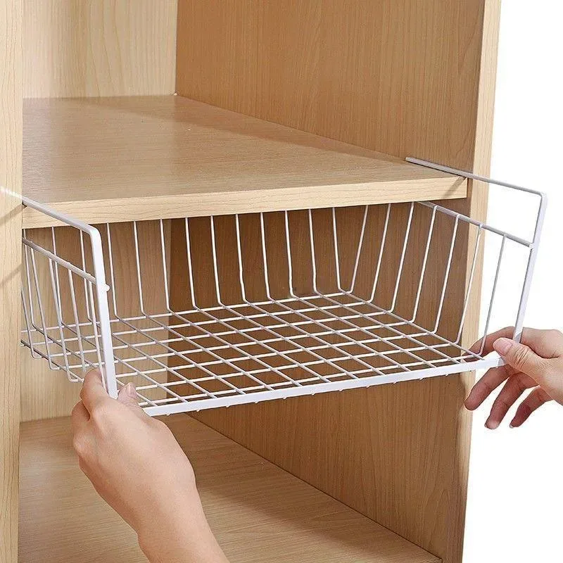 Multipurpose Closet Storage Basket Hanging Basket Organizer Metal Hanging Basket for Kitchen Cabinets and Desks