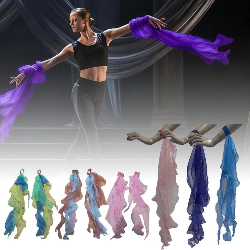 1 Pair Elegant Wrist Ribbon Flowing Arm Cuff Streamer Ballroom Dance Stage Performance Competition Decor Accessorie Hand Sleeves
