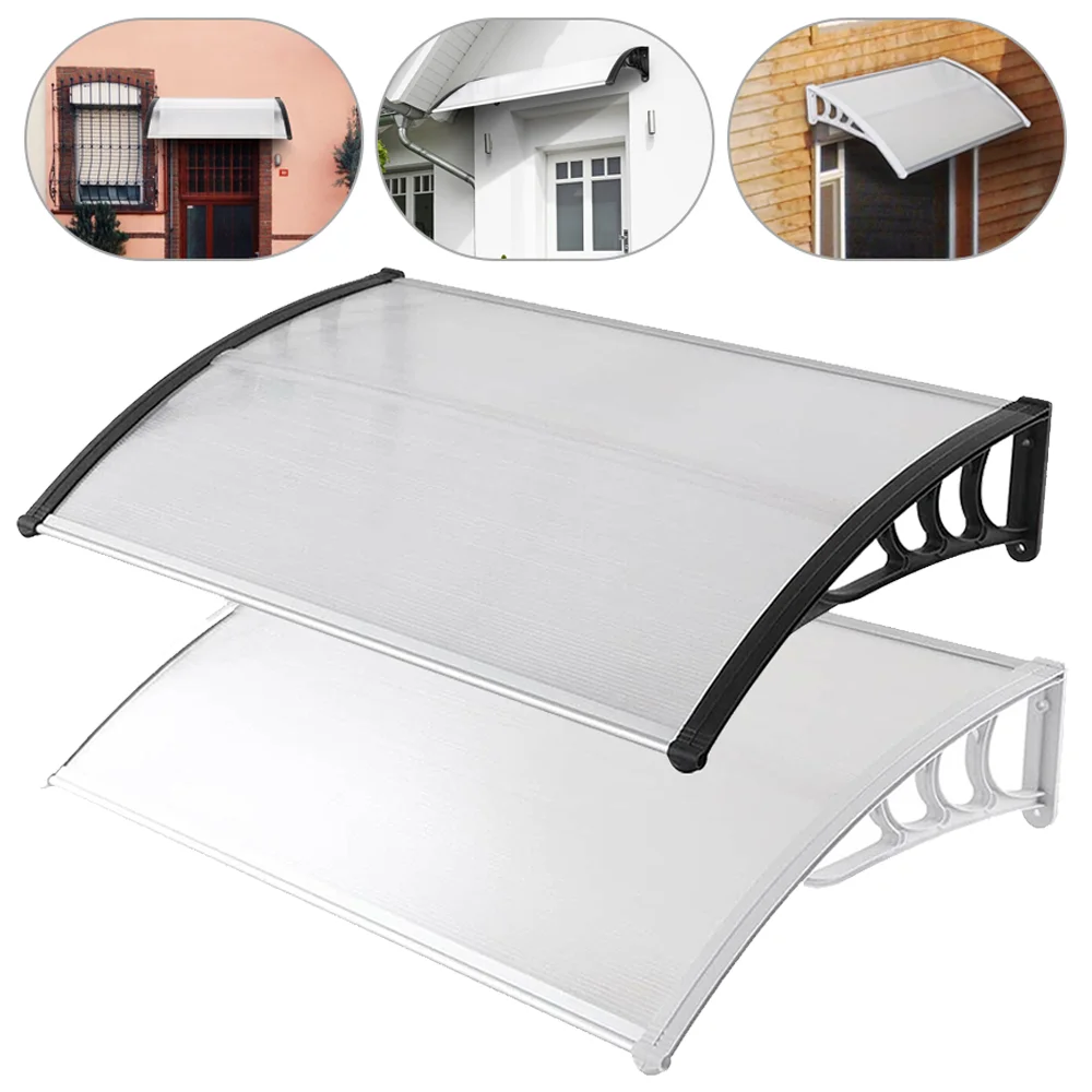 Window Door Awning Canopy Porch Shade PC Cover Overhang Awning for Rainproof Sun Shade Snow Protection