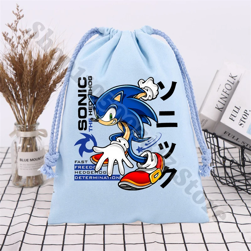 Children Cartoon Cute Drawstring Bag Soniced Anime Cotton Handbags Casual Storage Pouch Boy Girl Fashion Printed Gift Bags 2026