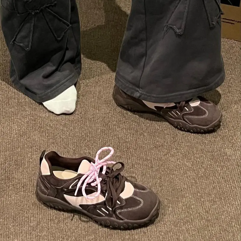 Women Flat Sports Shoes 2025 Autumn New Round Toe Soft Sole Anti-slip Wear-resistant Low-top Single Shoe Fashion Casual Sneakers