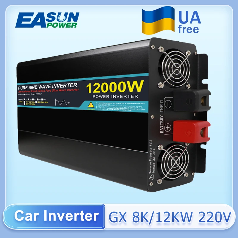 EASUN Inverter 12KW 8KW Pure Sine Wave Solar Power Inverter 12V 24V 48V To AC 220V 8000W 12000W Transformer Frequency Converter