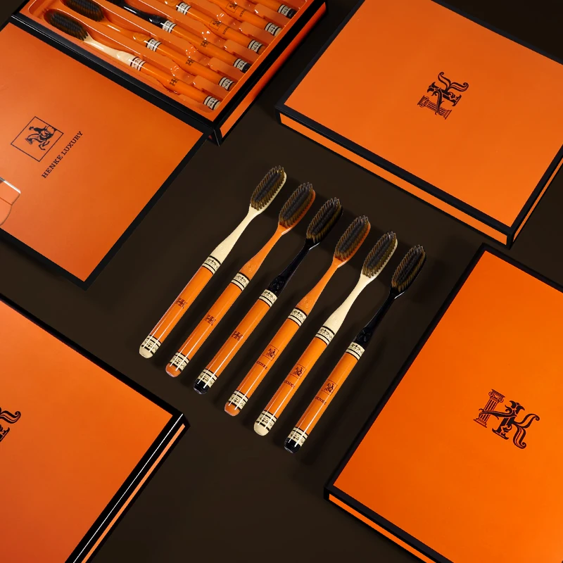 6-Pack Adult Soft Bristle Toothbrushes with Extended Heads for Efficient Cleaning Home Use Gift Box Set