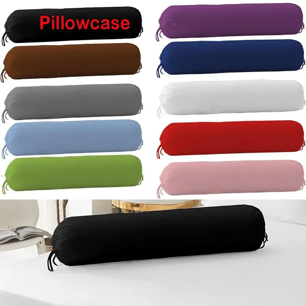 Solid Color Long Cylindrical Pillowcase Removable Washable Bedroom Neck Bolster Pillowslip Household Durable Pillow Case