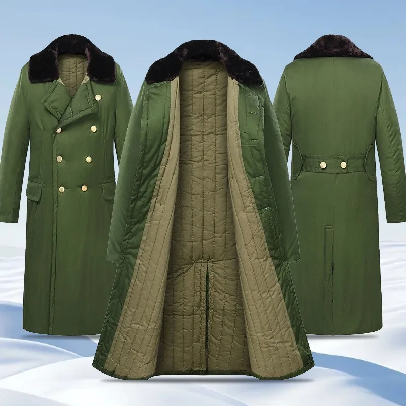 Winter Popular Chinese Men Army Green Long Coats Warm Unisex Thick Loose Military Overcoat Plus Velet Parkas Outwear Waterproof