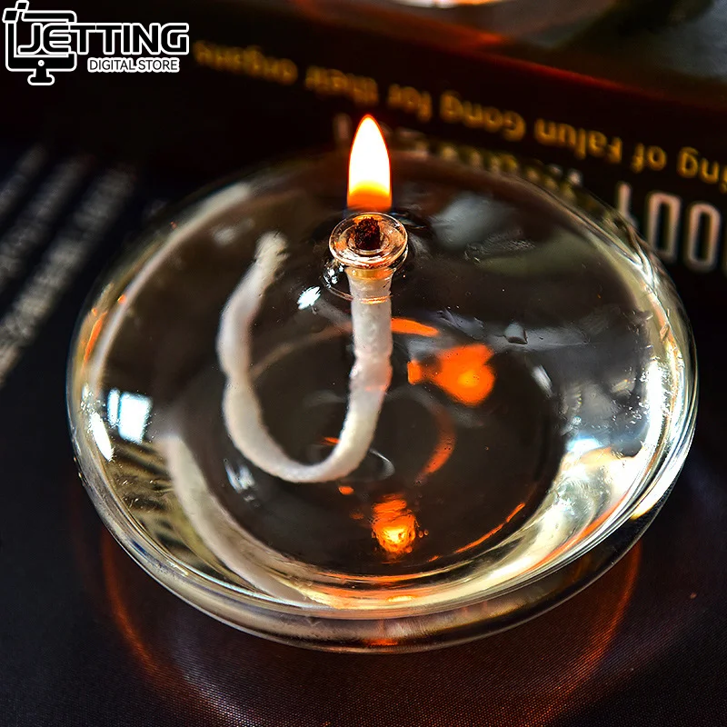 Round Candle Holder Candlestick Transparent Glass Oil Lamp Candlestick Christmas Valentine's Day Wedding Dinner Table Decoration