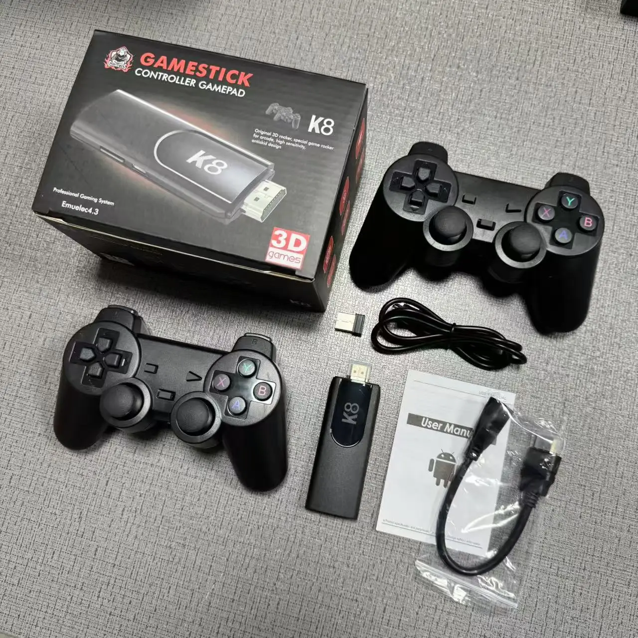 TV Game Stick K8 HD Retro Video Game Console 40000+ Games Double Wireless Controller Home 3D Games 40+ Emulator For Gifts