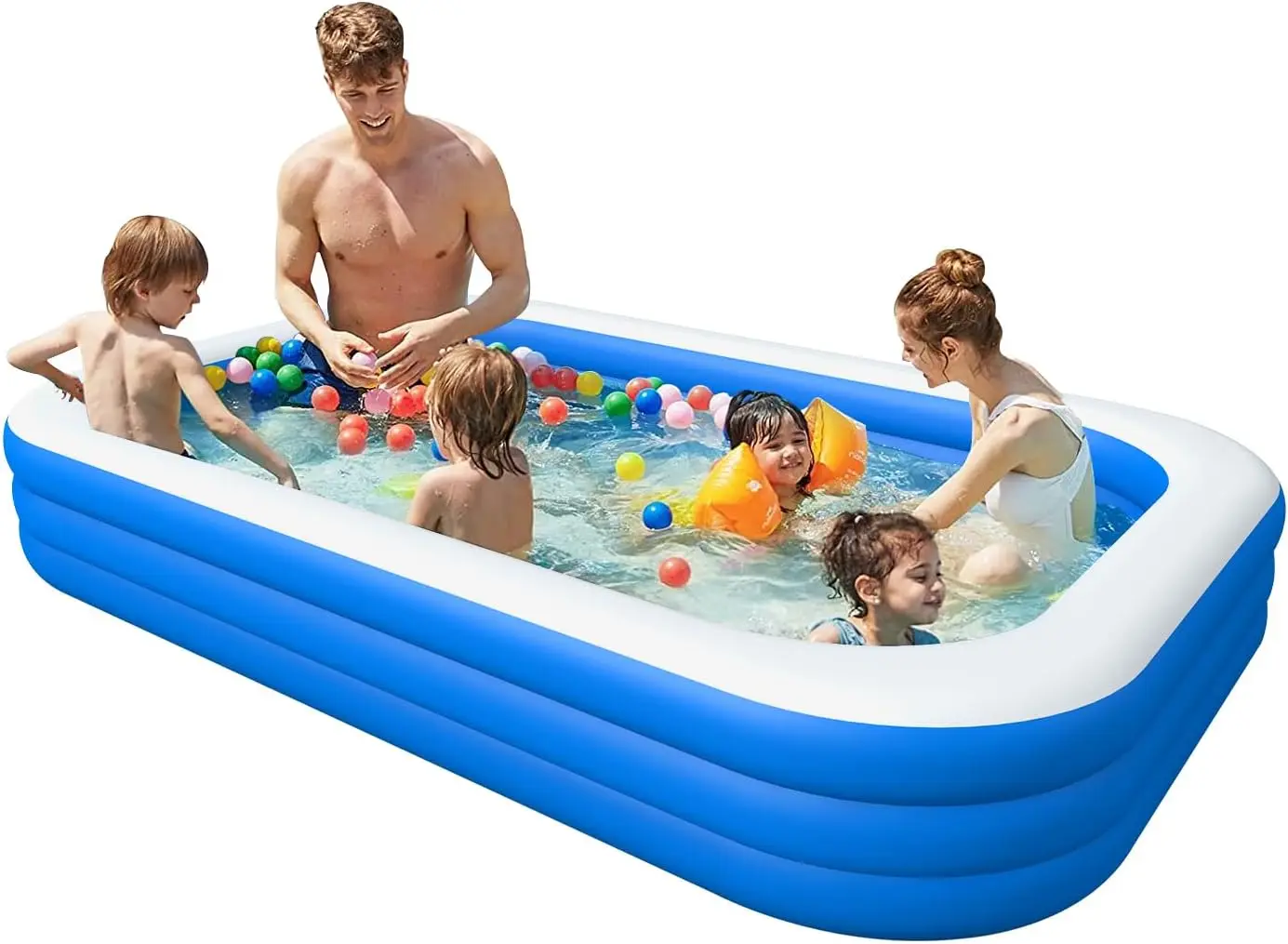 Large Family Inflatable Swimming Pool, 120x72x22 Inch Outdoor Backyard Pool for Adults and Kids